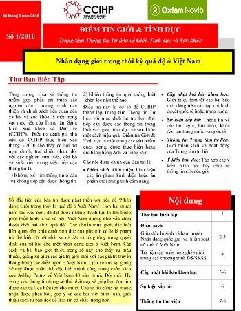 Điểm tin Giới & Tình dục số 1: Nhân dạng Giới trong thời kỳ quá độ tại Việt Nam 