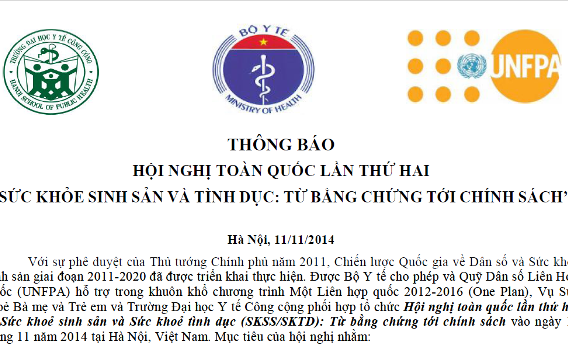 Hội nghị toàn quốc lần thứ 2 về Sức khỏe sinh sản và sức khỏe tình dục