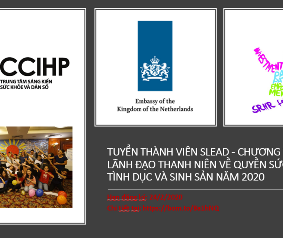 Tuyển thành viên SLEAD - CHƯƠNG TRÌNH LÃNH ĐẠO THANH NIÊN VỀ QUYỀN SỨC KHỎE TÌNH DỤC VÀ SINH SẢN NĂM 2020