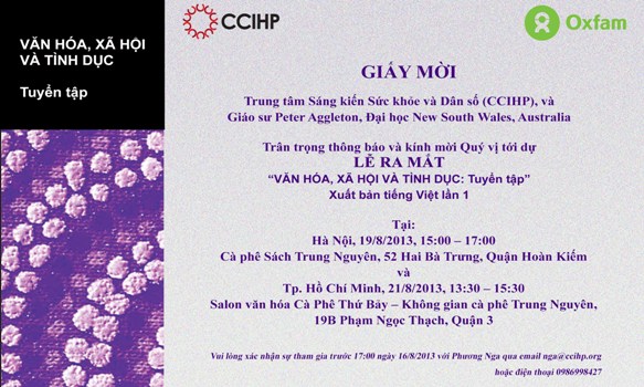 Mời tham dự lễ ra mắt tuyển tập: VĂN HÓA, XÃ HỘI VÀ TÌNH DỤC
