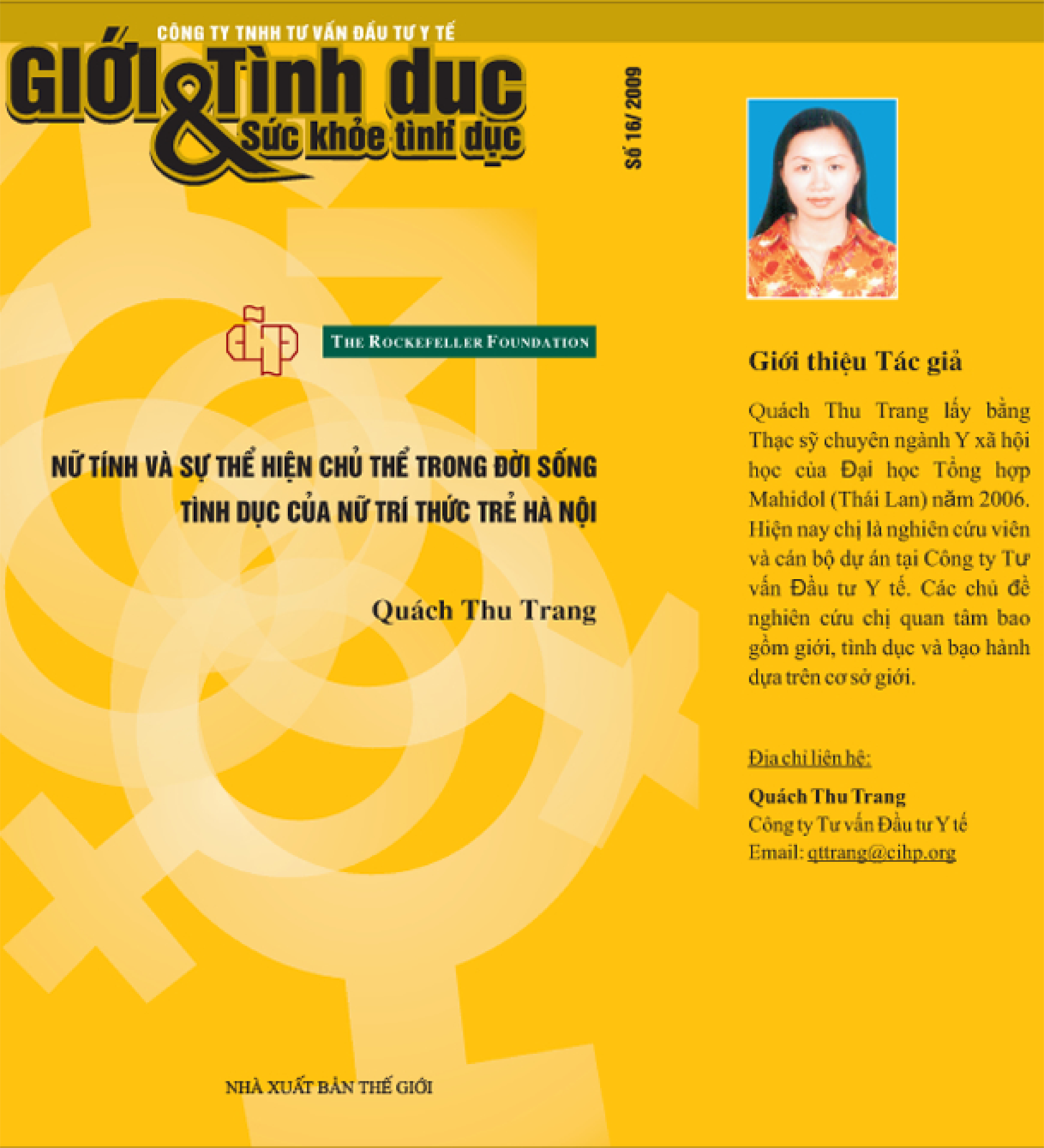 Nữ tính và sự thể hiện chủ thể trong đời sống tình dục của nữ trí thức trẻ Hà Nội, số 16, năm 2009