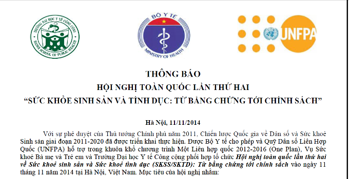 Hội nghị toàn quốc lần thứ 2 về Sức khỏe sinh sản và sức khỏe tình dục