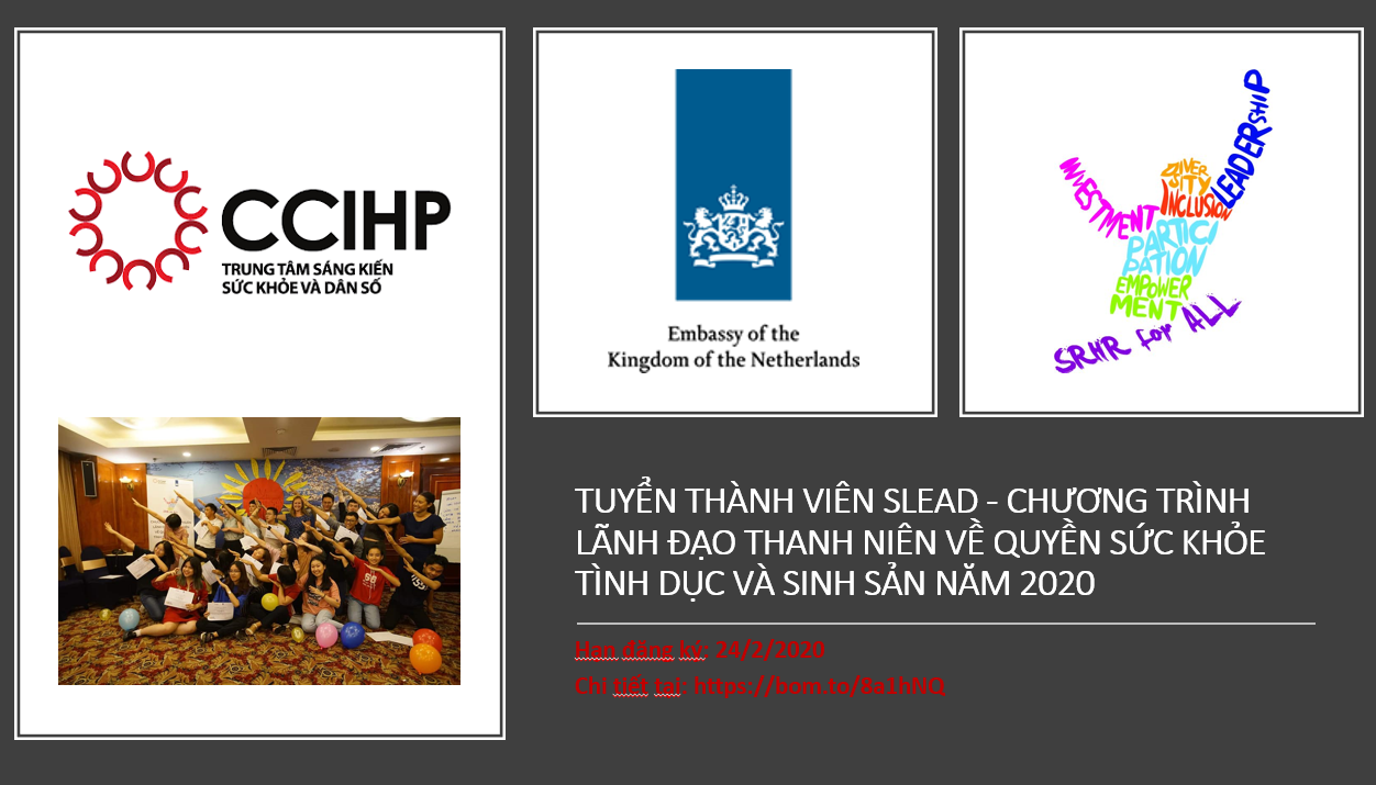 Tuyển thành viên SLEAD - CHƯƠNG TRÌNH LÃNH ĐẠO THANH NIÊN VỀ QUYỀN SỨC KHỎE TÌNH DỤC VÀ SINH SẢN NĂM 2020