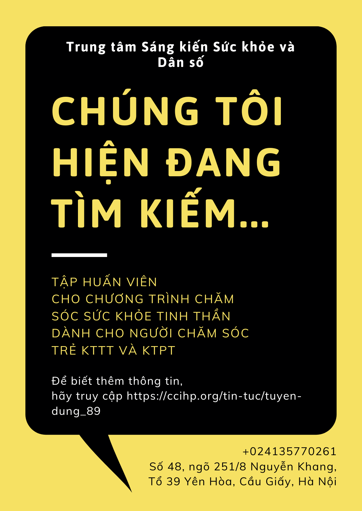 Tuyển - tập huấn viên chăm sóc SK tinh thần cho người chăm sóc trẻ