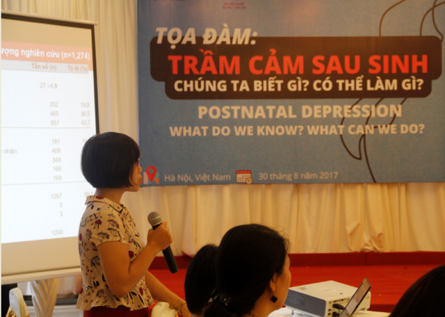 NCS. Trần Thơ Nhị - Đại học Y Hà Nội trình bày kết quả nghiên cứu về trầm cảm sau sinh